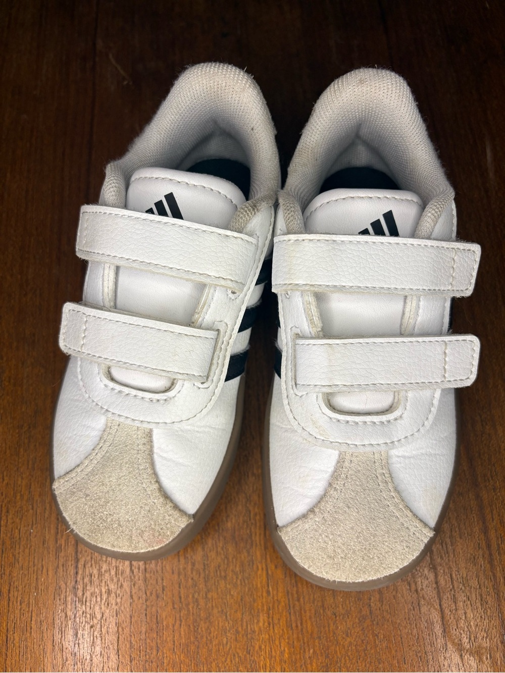 adidas VL Court 3.0 Toddler White Black Suede Hook Loop Strap Shoes Sneaker 10k